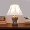 Devansh Off-White Cotton Shade Curtain  Lamp With Wood & Mosaic Glass Base For Decoration/Office/Home/Gifting/Study For Decoration/Office/Home/Gifting/Study