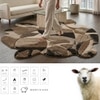 Handmade Wool Shaped Rug Modern Abstract Brown Beige 5 x 8 Feet Carpet