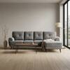 Riga 5 Seater Velvet Fabric Left Hand Side Lounger in Dark Grey