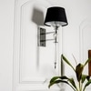 Aberdeenshire Glass and shiny Brass Wall Light With Black Cotton Shade