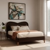 Elaris Curve Comfort Queen Size Bed in velvet With Engineer Wood Frame & Hydraulic Storage