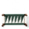 Oakville Sheesham Wood Vintage Seater Maachi Bench Set 2 Stools In Green White Rope