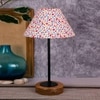 Enzo Multicolour Fabric Shade Table Lamp with Natural Wood & Iron Base