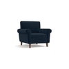 Oxford 1 Seater Fabric Sofa in Sea Port Blue Velvet Colour