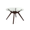 Wesley 4 Seater Round Glass Top Dining Table With 4 Thomson Chairs (Finish : Dark Walnut, Chair Colour : White)