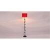 Connor Red Fabric Floor Lamp with Black Iron Base