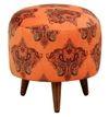 Samuel Solid Wood  Ottomon in  Orange Colour