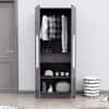 Hexa Red Wooden 2 Door Wardrobe with 4 Shelves in Slate Grey Colour