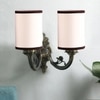 Devansh Metal Electric Wall Light in Antique Gold Colour with White & Black Shade Count of 2 Lights