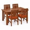 Globally Indian Surya Solid Sheesham Wood 4 Seater Dining Table Set 4 Chairs Terracotta Orange