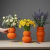 Vibrant Tangerine Ribbed Bubble Vases