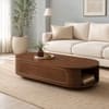 Elora Oval Sheesham Wood Accent Coffee Table in Walnut Finish