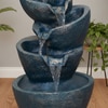 Stacked Pot Charcoal Grey Fiber Glass Indoor Fountain