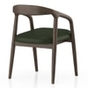 Zen Solid Wood Dining Armchair In Danish Walnut Finish with Olive Leatherette Colour