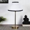 White & Black cotton with Metal Gold Table Lamp