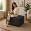 Doe Buck Tufted Storage Ottoman Bench in Mustard Grey Colour Fabric