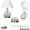 CRYSTAL Clear Glass Table Lamp with Chrome Base and White Shade