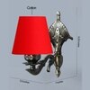 Devansh Metal Electric Wall Light in Antique Gold Colour with Red Shade Count of 1 Light