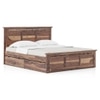 Fidora Solid Wood King Size Drawer Storage Bed In Teak Finish