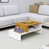 Hexa Engineered Wood Modern Center Table For Living Room In Frosty White And Giant Wood