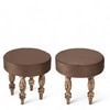 Bestone Sheesham Wood Accent 2+1+1 Seater Bench Set With 2 Stools In Taupe Brown Velvet