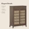 Fujiwara 20 Pair Solid Wood and Cane Shoe Cabinet With Drawer In Danish Walnut Finish