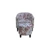 Valencia Accent Chair With Ottoman & Cushion - White & Pink
