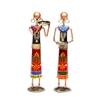 Desert Art Metal Handpainted Rural Lady Showpiece Set of 2 in Red Colour
