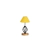 Kali Yellow cotton Table lamp with Wood & Iron Base