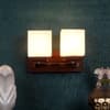 Eliante Key Wood And Iron Wall Light With Glass In Gold And Brown Colour
