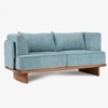 Anish Solid Wood Two Seater Sofa in Blue Colour