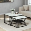 Novus Square Metal Nesting Coffee Table Set Black Finish White Porcelain Top Set Of 2