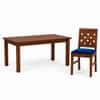 Globally Indian Arunika Solid Sheesham Wood 6 Seater Dining Table Set 6 Chairs Navy Blue