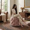Doe Buck Briana Velvet Tufted Ottoman Cube in Pink Colour