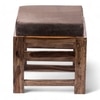 Houston Sheesham Wood Stool with Grey Velvet Cushion