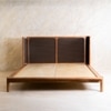 Neo Kyoto Solid Wood Queen Non Storage Bed in Black Colour