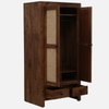 Mango Wood 2 Door Wardrobe In Rustic Teak Finish With Drawer