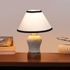 Devansh Conical White & Black  Cotton Shade Lamp With Wood & Mosaic Glass Base For Decoration/Office/Home/Gifting/Study For Decoration/Office/Home/Gifting/Study -(10X10X14.5) Inches -A