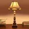 Devansh Off-White Cotton Vintage  Lamp With Wood Base ((12X12X23.25)