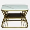 Funimet Square Metal Nesting Coffee Table Set Gold Finish White Porcelain Top Set Of 2