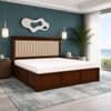 Leher Solid Wood Compact King Bed Hydraulic Storage Provincial Teak Finish Mattress 72 x 72 Inches