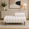Doe Buck Luxury Boucle Accent Lounge Chair in White Colour with Black Metal Legs
