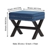 Rosslyn Solid Wood Pouf Stool in Navy Blue Velvet
