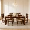 Globally Indian Eshana Solid Sheesham Wood 6 Seater Dining Table Set 6 Chairs Beige