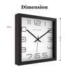 Spaces Unhooked Square Wooden Wall Clock, Black Frame, White Dial with Modern Outline Numerals
