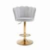 Doe Buck Luxury Grey Velvet Adjustable Bar Stool Chair with Gold Hydraulic Base