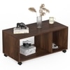 BLUEWUD Taury Engineered Wood Coffee Center Sofa Tea/Teapoy Console Table with Wheels or Casters for Sofa Set Living Room Home Hall Furniture (Brown Maple)