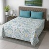 Iris White Floral 400 TC Cotton Flat King Size Bedsheet with 2 Pillow Covers – Threads