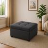 Doe Buck Tufted Storage Ottoman Bench in Mustard Grey Colour Fabric