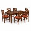 Globally Indian Anvaya Solid Sheesham Wood 6 Seater Dining Table Set 6 Chairs Terracotta Orange